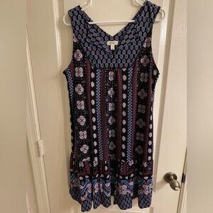 Style & Co. Women's Midi Dress - Navy Blue and Red Floral Pattern